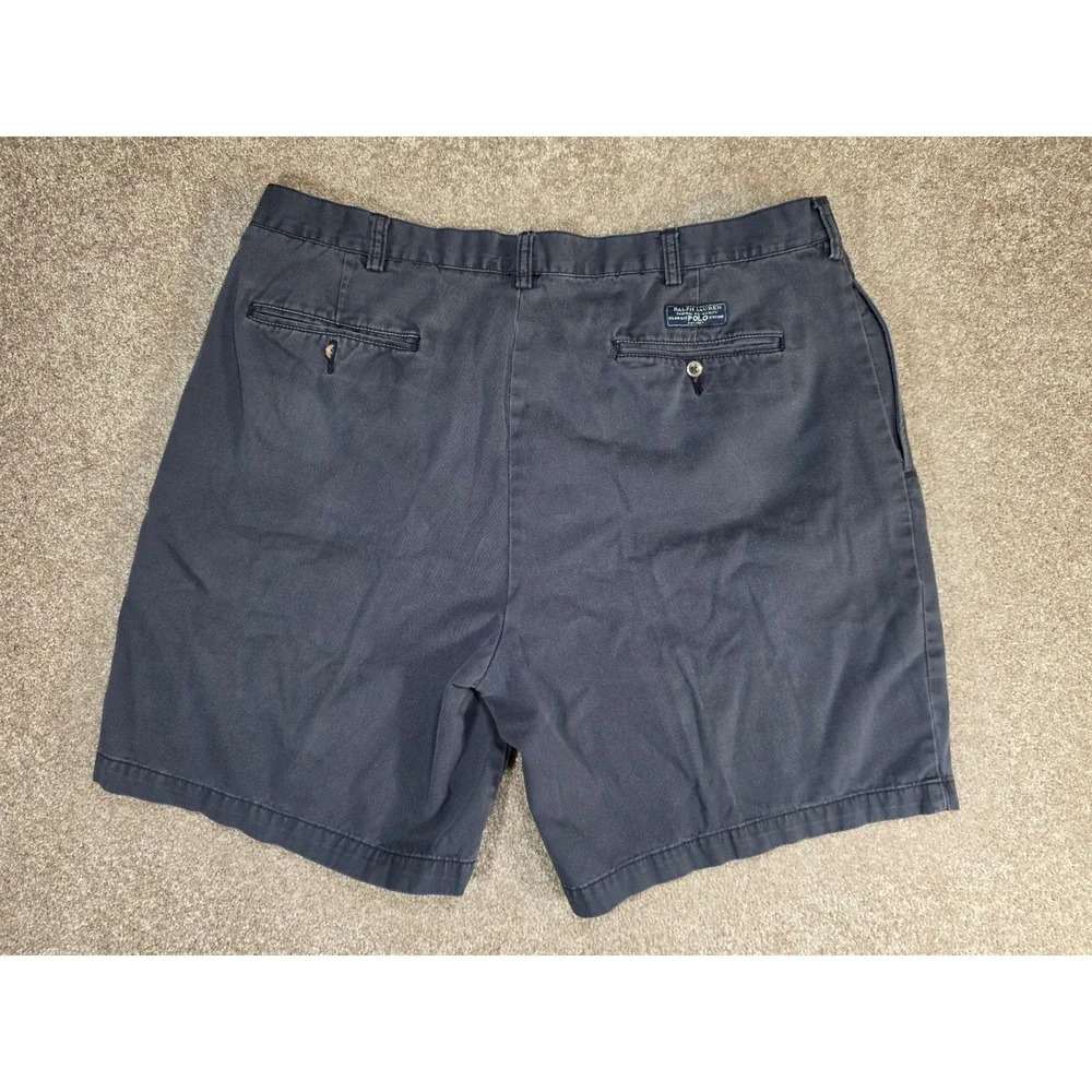 Polo Ralph Lauren Tyler Short Mens 42‎ Navy Blue Pleated Cotton Chino Shorts